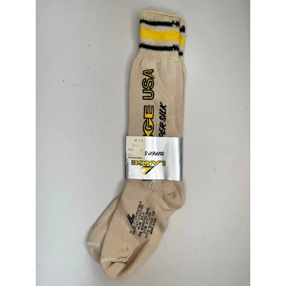 VTG Lange USA Super Silk Winter Ski Socks Silk/Wool Blend Fits Size 7-9 USA Made